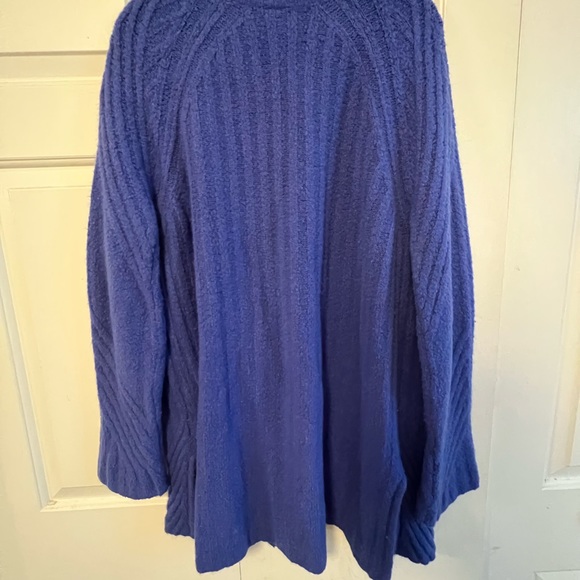 Athropologie Moth Size L Blue Ribbed Knit Long Sweater Cardigan Oversized - Picture 7 of 8